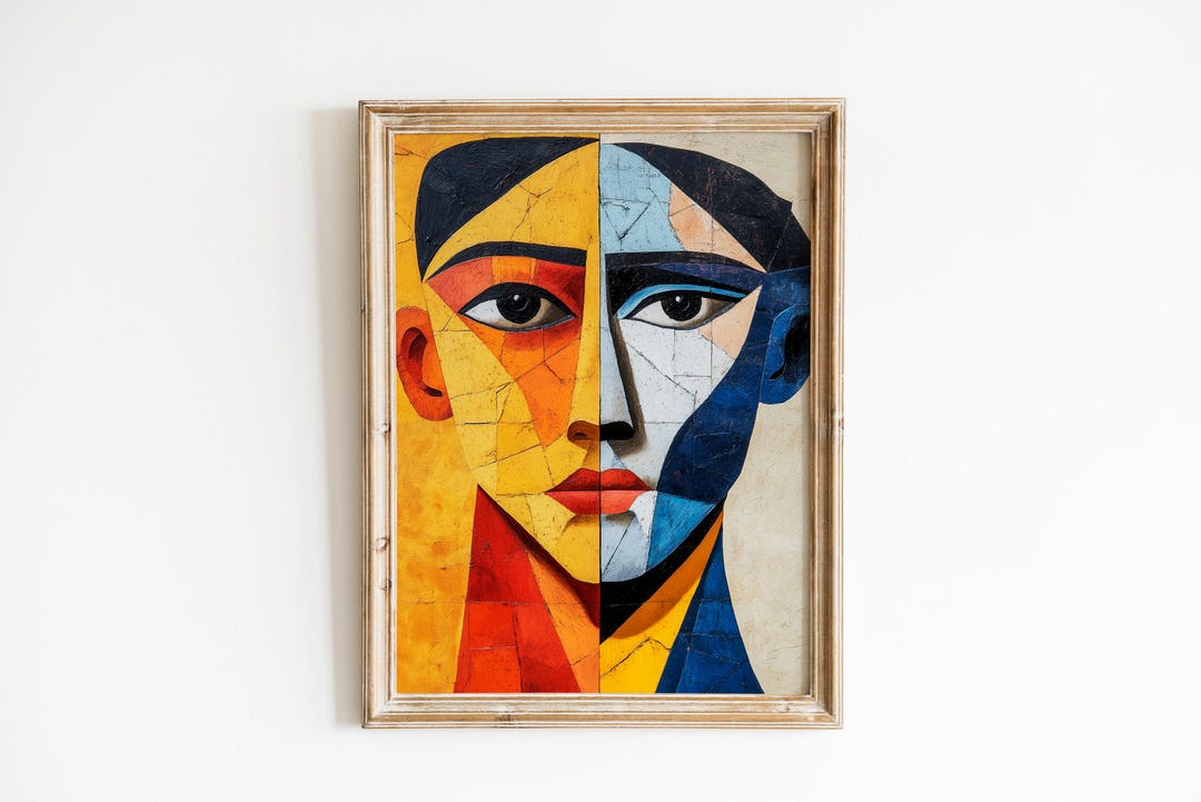 Printable Modern Portrait Art - Abstract Geometric Face, Colorful ...