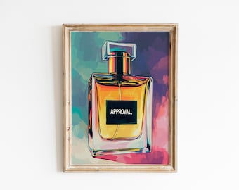 シックで豪華な香水瓶アート、モダンポップアートスタイル - 煙の出る琥珀色のガラス、華やかなファッション装飾プリント、インスタントデジタルダウンロード 61