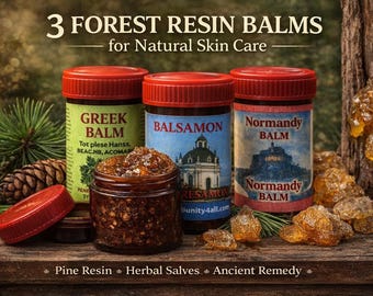 Pine Resin Balm Set/Natural Herbal Salve Gift Set/Greek Roman Normandy Balms