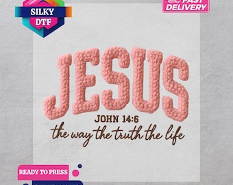 Nepgaren Jezus DTF-overdracht, The Way The Truth The Life opstrijkbare, klaar om te drukken, religieuze print