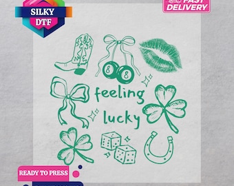 Feeling Lucky DTF Transfer, Iron-On , Irish Day Ready to Press, Western St. Patricks Print