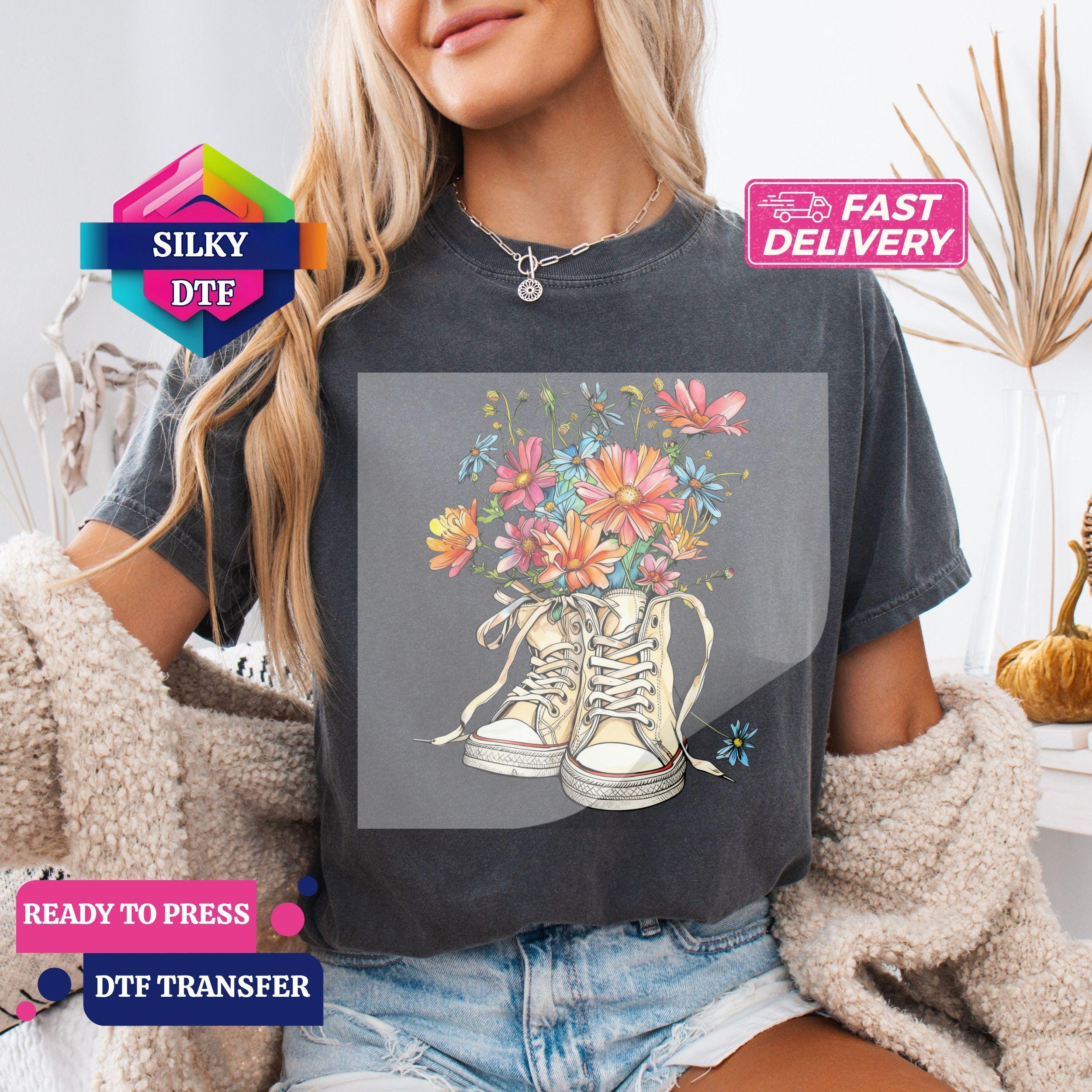 Spring Vibes DTF Transfer, Boho Floral Iron-on, Ready for Press ...