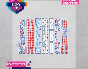 Transferencia DTF Floral America, 250 aniversario de EE. UU., lista para planchar, impresión del Día de la Independencia