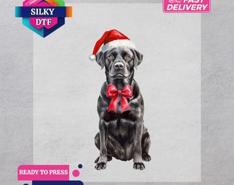 Christmas Labrador Retriever DTF Transfer, Santa Dog Christmas Iron-On, Xmas Animal Ready to Press