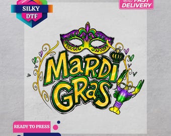 Mardi Gras DTF Transfer, Crawfish Iron-On, Ready to Press, Louisiana Festival Print