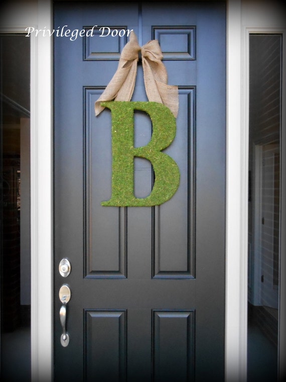 Initial Wreath Front Door Letter Wreath Moss Monogram Wreath