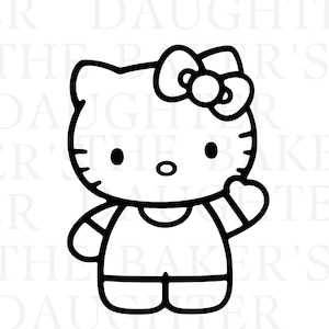 Puede incluir: Dibujo lineal en blanco y negro de un personaje de dibujos animados con un lazo, saludando. El texto "THE BAKER'S DAUGHTER" está encima del personaje. Un gráfico de colibrí está en la esquina superior izquierda.