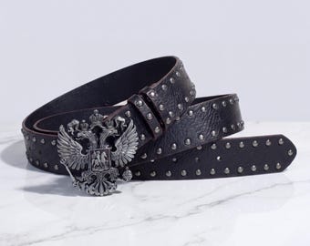 Cinturón gótico con hebilla de águila / Cinturón de piel sintética con tachuelas, accesorio de estilo urbano Y2K