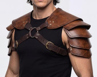 Faux Leather Shoulder Armor | Viking Style Cosplay Costume Harness Gear