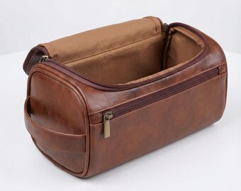 Custom Engraved Faux Leather Toiletry Bag | Trendy Duffle Bag | Men vanity Case