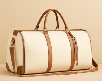 Foldable Travel Duffel Bag | Large PU Leather Garment Carry-On | Weekend & Flight Bag | Business Suitcase