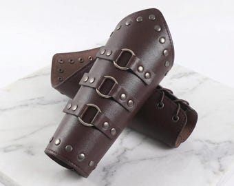 2Pcs Faux Leather Arm Bracer Guards | Warrior Forearm Armor | Costume Arm Cuffs