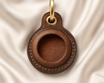 Genuine Leather Airtag Keychain Case | Holder for Apple Tracker | Vintage Leather Key Ring