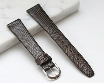 Lizard Embossed Genuine Leather Watch | Thin Soft Strap Replacement | Classic Pin Buckle Wristwatch Strap