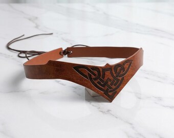 Viking Drawstring Faux Leather Headband | Cosplay Headpiece | Costume Accessory
