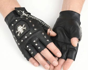 Studded Faux Leather Fingerless Gloves | Punk Biker Cosplay