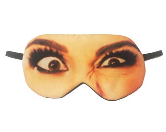 Femme folle yeux visage masque de sommeil bandeau pour dormir sommeil bandeau nuit voyage bloc de lumière sain accessoire ensemble idée cadeau lui présenter