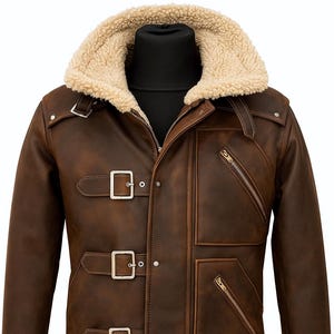 Shearling Leather Aviator Jacket | Handmade Brown Sheepskin B3 Bomber