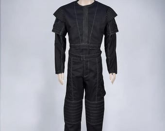 Mandalorian Star Wars Cosplay Costume – Black Bounty Hunter Flight Suit & Vest 3-Piece Set