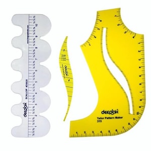 Tailoring Pattern Maker, Scallop, Arm Hole Scales (3 Pcs), 4mm Thick Quilting Sewing Tools