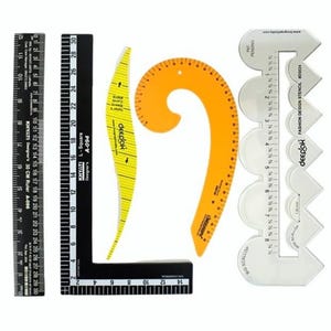 Juego de reglas para diseño de moda, herramientas de sastrería de 30 cm, curva francesa, escuadra en L, plantilla festoneada.