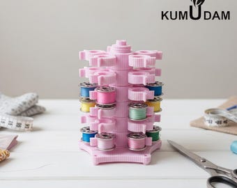 Stackable Bobbin Storage Tower, Sewing Thread Organizer, Holds 30 Bobbins
