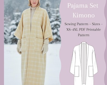 Schnittmuster für Kimonos (XS–4XL) – Wolle oder dicke Stofflage, druckbares PDF-Schnittmuster