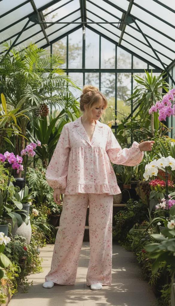 Women’s Pajama Sewing Pattern PDF | Long Sleeve Pajama Set With Ruffles ...