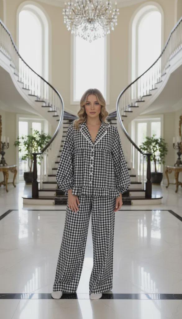 Women’s Pajama Sewing Pattern PDF | Long Sleeve Pajama Set With Ruffles ...
