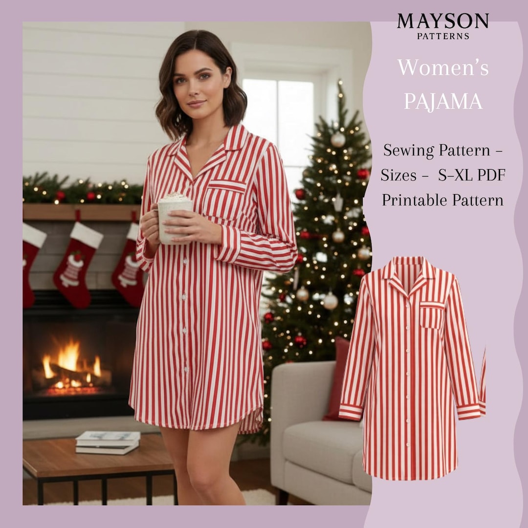 Woven Pajama Set Sewing Pattern PDF | Urban Button-up | Sizes S-XL - Etsy