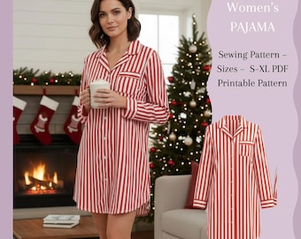 Naaipatroon voor een geweven pyjamaset (PDF) | Urban Button-Up | Maten S-XL