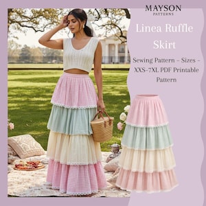 Linea Ruffle Skirt Sewing Pattern PDF | Sizes S-XL | Printable A4