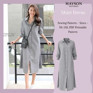 Urban Shirt Dress Sewing Pattern PDF, Shirt Dress Pattern XS–5XL, Printable A4 Letter A0, Beginner Friendly Sewing Pattern