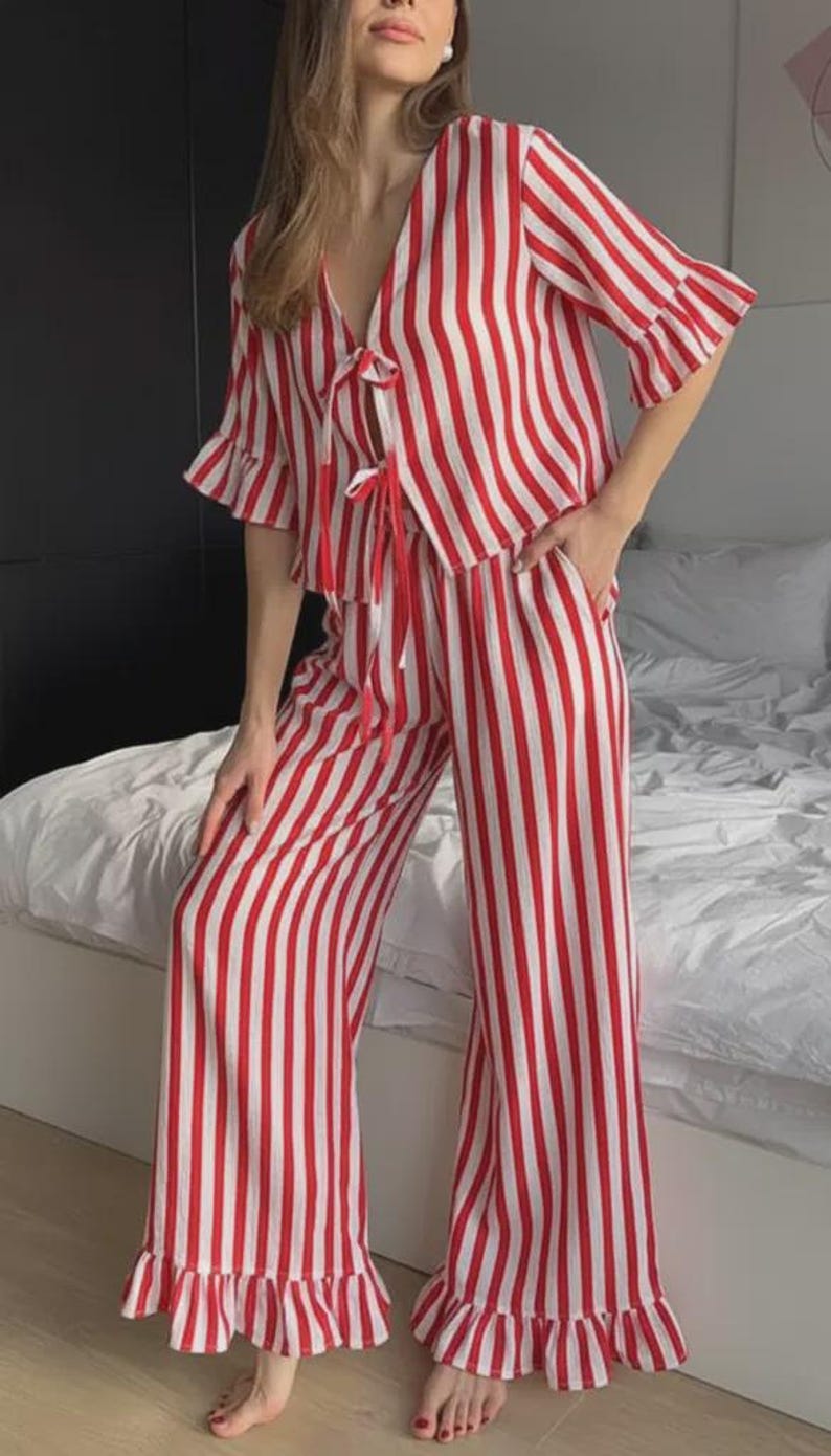 Women’s Pajama Pattern PDF | Ruffle Pajama Set With Elastic Waist ...