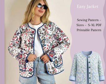 Eenvoudig naaipatroon voor een jasje (PDF A4) | Jasje met knoopsluiting, geschikt voor beginners | Maten S–XL