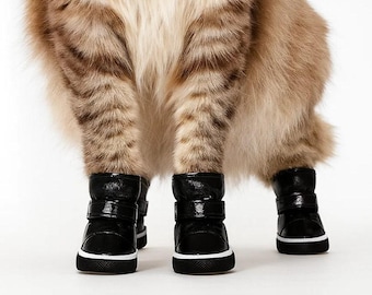 Botas de cuero impermeables para perros / Zapatos suaves y cálidos para mascotas / Botines antideslizantes de invierno para perros pequeños