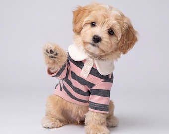 Striped Puppy Summer Clothes | Cat & Dog Breathable Outfit | Puppy Collar Shirt | Soft Comfy Pet Apparel