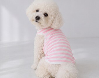 Elegant Striped Dog Outfit | Small Dog Pajamas | Soft Puppy Jumpsuit | Pet Apparel for Daily Wear