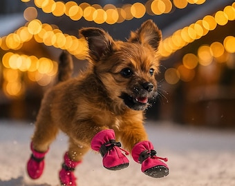 Botas impermeables antideslizantes para perros / Protección para las patas de mascotas pequeñas (4 unidades)
