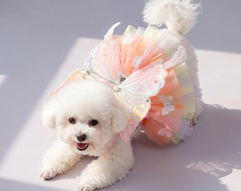 Pet Fairy Butterfly Wings Costume | Cat & Dog Princess Outfit | Puppy Birthday Outfit