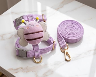 Soft Adjustable Puppy Harness & Leash Set | Bee Style Puppy Harness | Walking Vest for Cats and Puppies