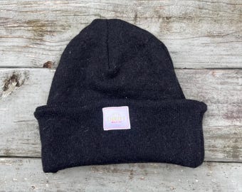 Up-cycled Black beanie Introducing: Upcycled Wool Beanies & Headbands – Eighth  main image 3