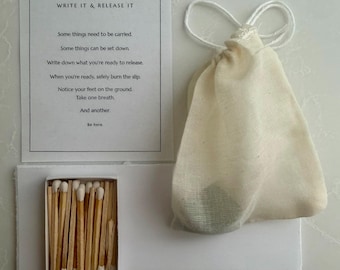 Write It & Release It Kit | Card, Matches, Paper Slips, and Pocket Stone | Gift for Yourself or a Friend, Letting Go, Healing