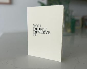 Honest Sympathy Card, Hand-Torn Edges, Artist Paper Greeting, Support for Hard Times
