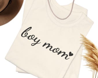 Boy Mom Shirt, Mama Tee, Mother's Day Gift, Trendy Heart T-Shirt