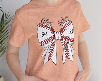 Custom Baseball Bow Shirt, Personalized Player Name Number Tee