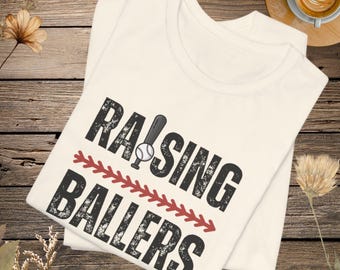 Baseball Mom Shirt, Raising Ballers, Funny Mama Tee, Baseball Season Apparel