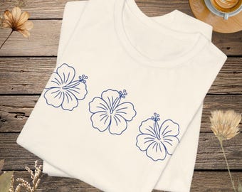 Hibiscus Flower T-Shirt, Tropical Beach Summer Vibes Tee