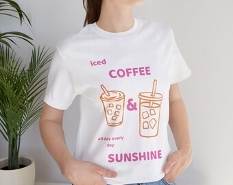 Iced Coffee Sunshine Graphic Tee, Retro Summer Vibes Shirt