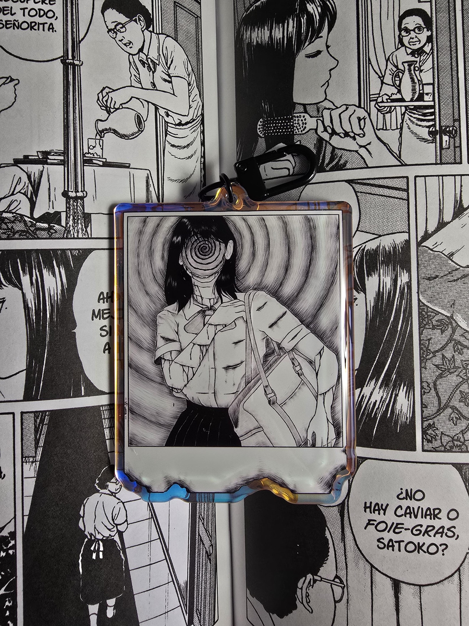 Junji Ito's Uzumaki Polaroid Keychain (Original fanart)